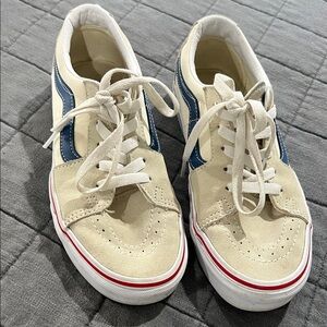 Vans Cream and Blue Sneakers
